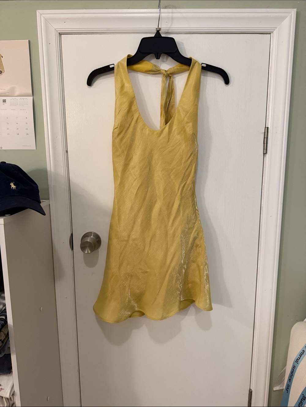 NWT Lulu's Butter Yellow Halter Mini Dress with Tie-Back